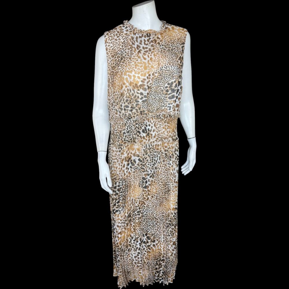 ANTTHONY Originals 1X Leopard Print‎ Chiffon Dress Lined RN83299 Pullover Style